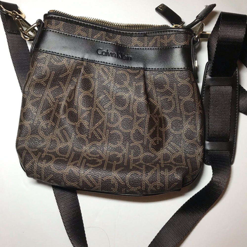 Calvin Klein Brown gold Crossbody Bag classic ck everyday purse